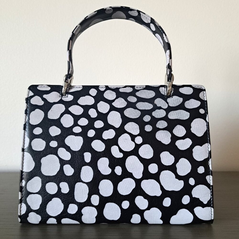 Gianni Versace Couture Handbag Medusa Top Handle Black White Abstract Dots VTG